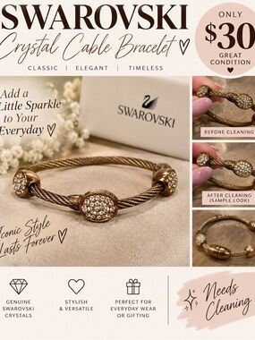 Swarovski Gold Crystal Cable Bracelet with Pavé Accents